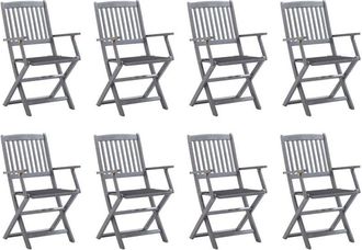 vidaXL Vidaxl - Sillas De Jard&iacute;n Plegables 8 Uds Y Cojines Madera Maciza Acacia