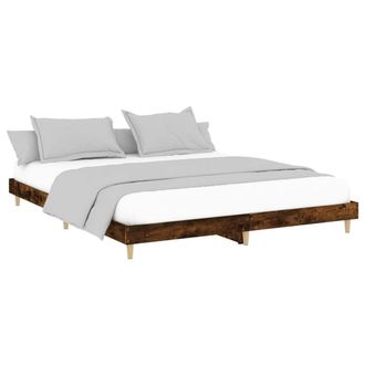 Berkfield Home Durable Bed Frame Smoked Oak 200x200 cm Engineered Wood in Brown