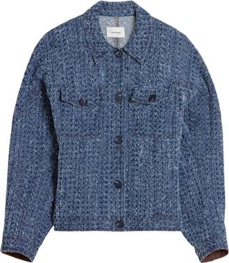 Holzweiler Jassen, Dames, Blauw, M, Katoen, Blauwe Katoenen Jas met Moderne Twist