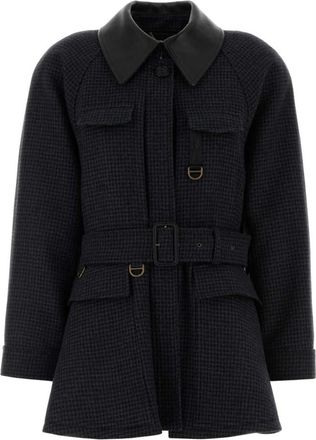 Chlo&eacute; Black Shirt Collar Trench Coat