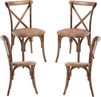Regalos Miguel Sillas Comedor - Pack 4 Sillas Altea Polipropileno Efecto Rattan Y Madera - Roble Claro