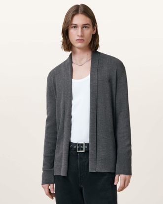 AllSaints Mode Merino Ramskull Open Cardigan
