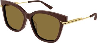 Bottega Veneta Cat-eye Zonnebril - Dames - Zonnebrillen - Bruin - 57 MM - Accessoires