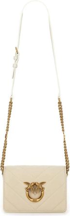 Pinko Mini Love Bag Click - Dames - Schoudertassen - Beige - ONE Size - Katoen - Tassen