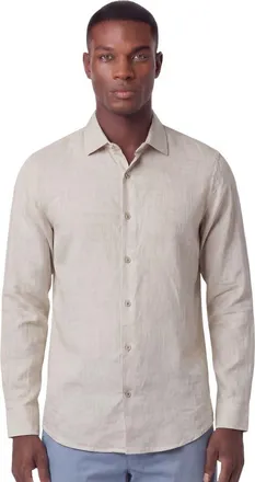 Lords of Harlech Uomo Solid Long Sleeve Fine Linen Shirt in Laurent Natural at Nordstrom, Size Medium