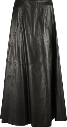 Arma Ankle-Length Plong&eacute; Leather Circle Skirt With Concealed Zipper