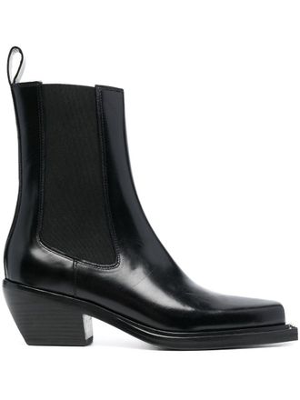 Sandro stacked-heel leather ankle boots - women - Leather/Leather/Leather - 36 - Black