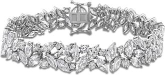 Mimi & Max 40ct TGW Created White Sapphire Cluster Bracelet in Sterling Silver-7 in