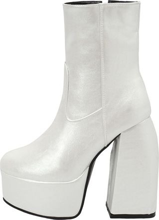 Generic Winter Womens Fashion Ankle Boots with Solid Color Design and Elevated Chunky High Heel for a Stylish Comfortable Wear (White, 5. 5)