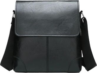 Generic Compatible For Men Shoulder Bags Leather Business Handbag Fashion Man Crossbody(Black shoulder bag)
