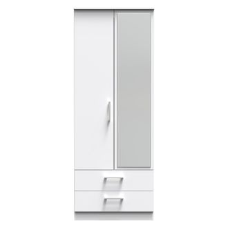 Welcome Furniture Denver White Ready Assembled Wardrobe with 2 Doors and 2 Drawers with Mirror - Welcome Furniture | TJ Hughes