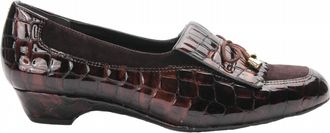 Ros Hommerson Womens Teresa Patent Leather Loafer In Brown Croco