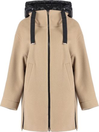 Herno Gewatteerde jas met zijdelingse spleten - Dames - Parka Jassen - Beige - M - Katoen - Jassen