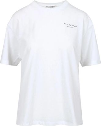 Philosophy di Lorenzo Serafini T-shirt met logo-print en ronde hals - Dames - T-shirts - Wit - S - Katoen - Tops