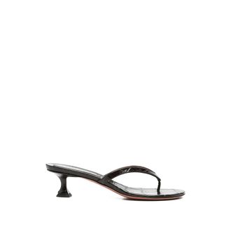 Amina Muaddi Heeled Mules, female, Brown, Size: 7 1/2 US Juliette 45 Thong Sandal