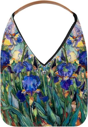 Generic Art Irises Watercolor Painting Reusable Lightweight Grocery Bags - Foldable Into Compact Pouch, Washable & Sturdy, Multipurpose for Shopping and Trave