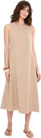 Michael Stars Palmira Fit Flare Midi Dress Womens Dress Macadamia : XL (US 10-12), Linen/Tencel