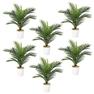 Leaf Artificial Mini Palm Tree 50cm Fully Potted Pack of 6 in Green