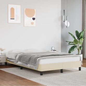vidaXL Estructura De Cama Sin Colch&oacute;n Cuero Sint&eacute;tico Crema 120x200 Cm Vidaxl