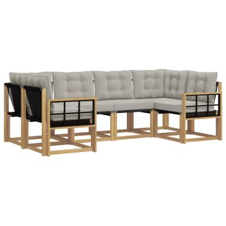 vidaXL Conjunto De Sof&aacute;s De Exterior 6 Pcs Blanco Y Gris Claro Vidaxl