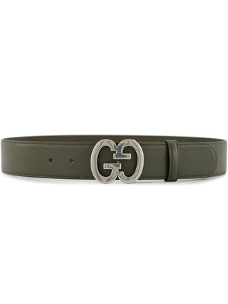 Gucci GG buckle leather belt - men - Leather - 85 - Green