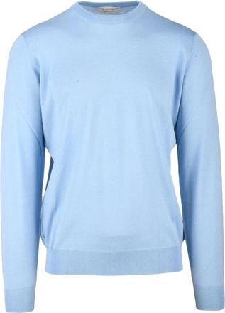 FILIPPO DE LAURENTIIS Merino Wol Ronde Hals Pullover - Heren - Ronde hals truien - Blauw - L - Wol - Truien & Vesten