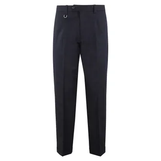Paolo Pecora Suit Trousers, male, Blue, Size: S Blue Fabric Pants with Cuffed Ankles