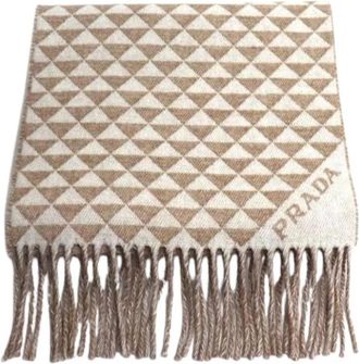 Prada Pre-owned Cashmere Sjaal - unisex - Vintage Accessoires - Wit - ONE Size - Kasjmier - Vintage