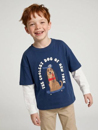 Vertbaudet Jungen Langarmshirt im Lagenlook marine