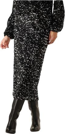 Amaya Amsterdam Glamoureuze Zwarte Midi Rok - Dames - Midirokken - Zwart - M - Polyester - Rokken