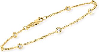 RS Pure by Ross-Simons Bezel-Set Diamond Station Bracelet in 14kt Yellow Gold