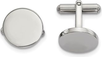 Diamond2Deal Stainless Steel Polished Circle Cufflinks