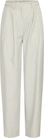 Ichi London Fog Melange Barrel-Leg Broek - Dames - Broeken - Beige - XL - Polyester - Broeken