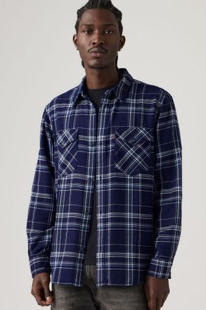 Levi's Relaxed Fit Western Shirt - Men - XL - Blue / Indigo Plaid Western