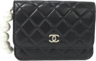 Chanel Black Leather Chain/Shoulder Wallet (Pre-Owned)