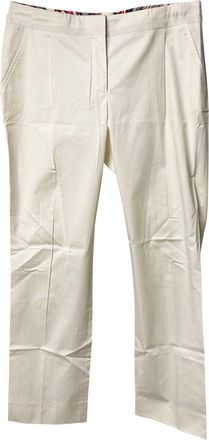 Ferragamo White Trousers in White Silk