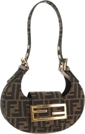 Fendi Pre-owned Shoulder Bags, female, Brown, Size: ONE SIZE Pre-owned Canvas fendi-bags