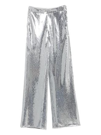Patrizia Pepe sequin-embellished flared trousers - women - Plastic - 46 - Silver