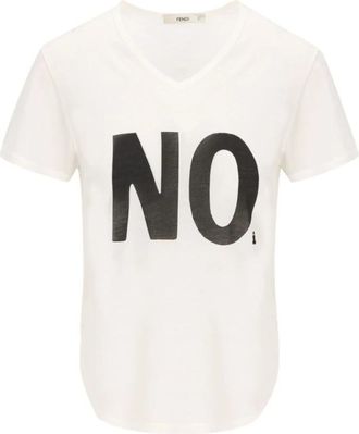 Fendi Jersey T-shirt met NOI Print - Dames - T-shirts - Wit - L - Katoen - Tops