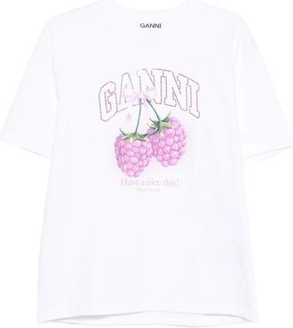 Ganni Katoenen T-shirt - Dames - T-shirts - Wit - M - Katoen - Tops
