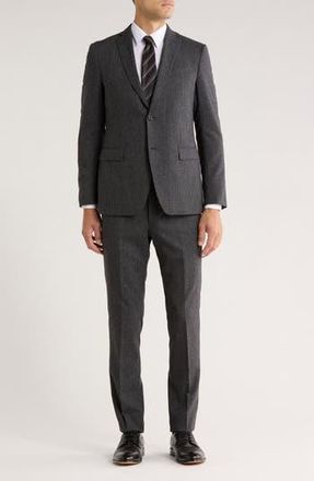 John Varvatos Weave Wool Blend Suit in Charcoal at Nordstrom Rack, Size 36 Regular