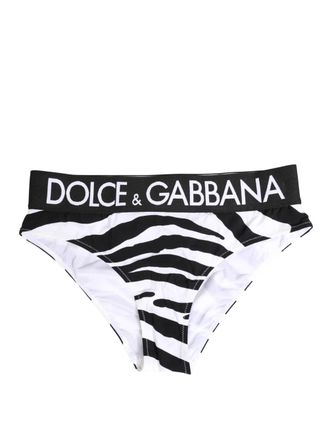 Dolce & Gabbana Black White Zebra Print Brief Panty Womens Underwear