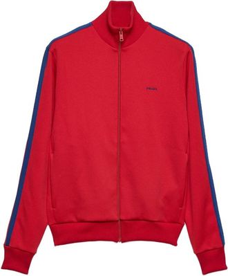 Prada Logo-embroidered Zip-up Sweatshirt