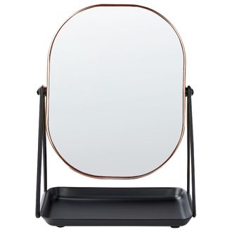 Beliani Beliani - Espejo De Maquillaje De Metal Rosa Dorado Negro 20 X 22 Cm Doble Cara Correze