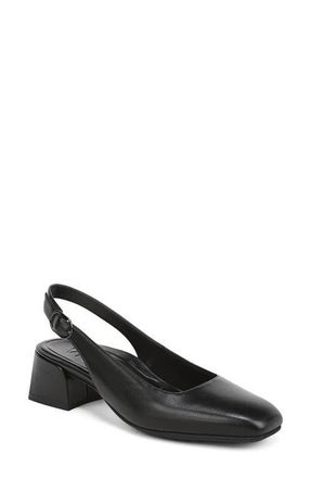 Vionic Reyes Block Heel Slingback Pump in Black Leather at Nordstrom, Size 8.5