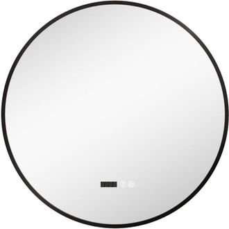 HOMCOM Homcom - Specchio con Luce led Regolabile, Antiappannamento e Display &Oslash;70 cm Nero