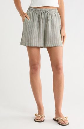 Max Studio Stripe Drawstring Shorts in Army Stripe at Nordstrom Rack, Size X-Small