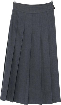R&oacute;he Geplooide Donkergrijze Rok Knoopsluiting - Dames - Midirokken - Grijs - M - Wol - Rokken
