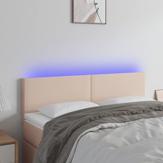 vidaXL Cabecero Con Led Cuero Sint&eacute;tico Color Capuchino 144x5x78/88 Cm Vidaxl