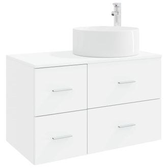 vidaXL Set Di Mobili Per Il Bagno 2 Pz Bianco Legno Ingegnerizzato Vidaxl